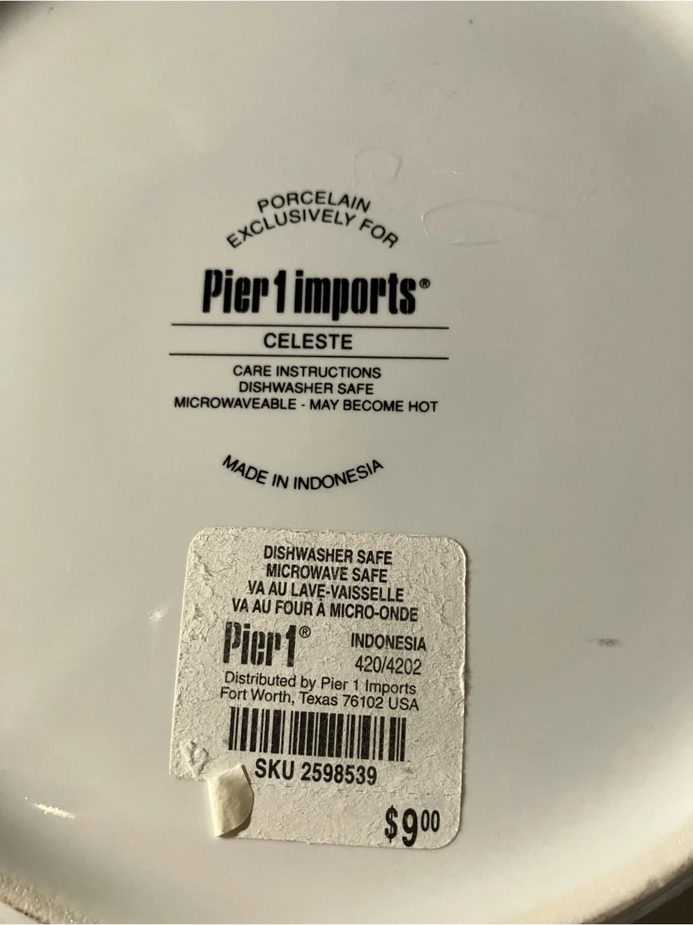 Pier 1 “Celeste” Replacement Ceramic Plate - Blue & Green Floral Motif